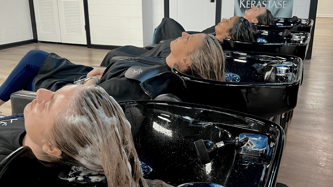 Relaxing wash station for hair treatments at Paradigm Salon