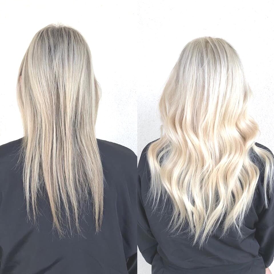 Hair extensions before and after
