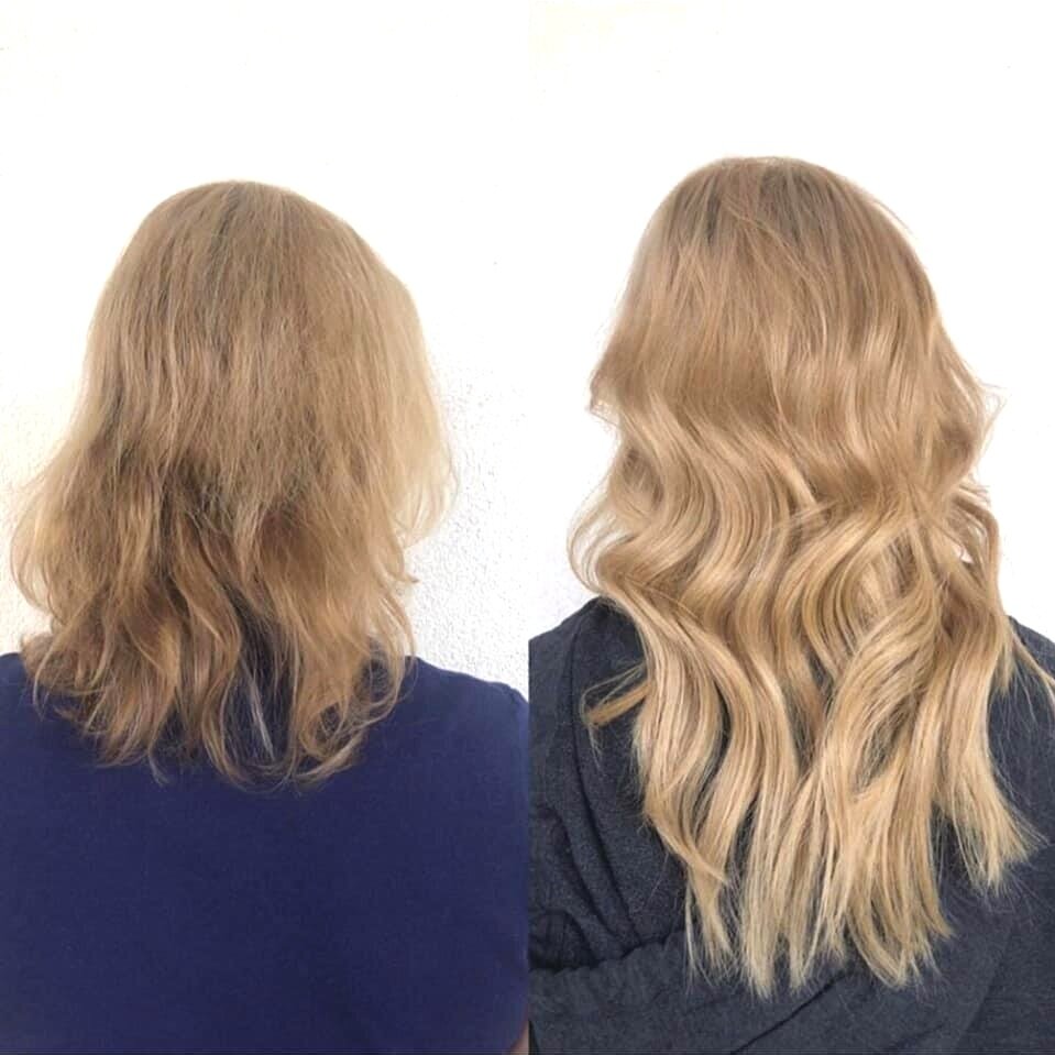 Hair extension before and after