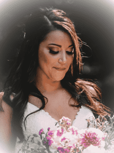 bride with beautiful wedding hair and makeup